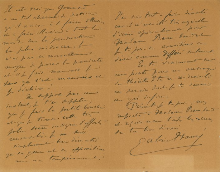 Fauré, Gabriel - Autograph Letter Signed