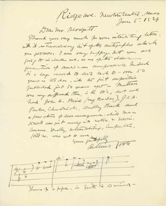 Foote, Arthur - Autograph Letter with AMQ Signed
