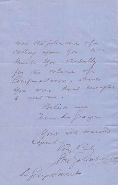 Goldschmidt, Otto - Autograph Letter Signed