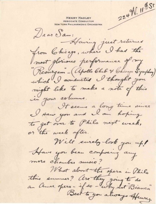 Hadley, Henry - Group of 7 letters