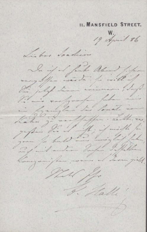 Hallé, Charles - Autograph Letter Signed