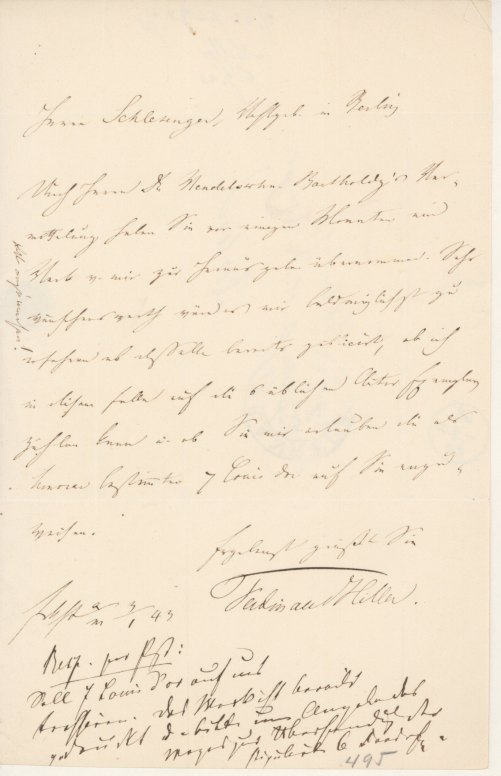 Hiller, Ferdinand - Autograph Letter Signed