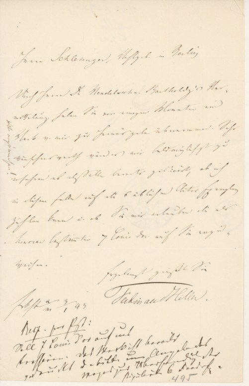 Hiller, Ferdinand - Autograph Letter Signed