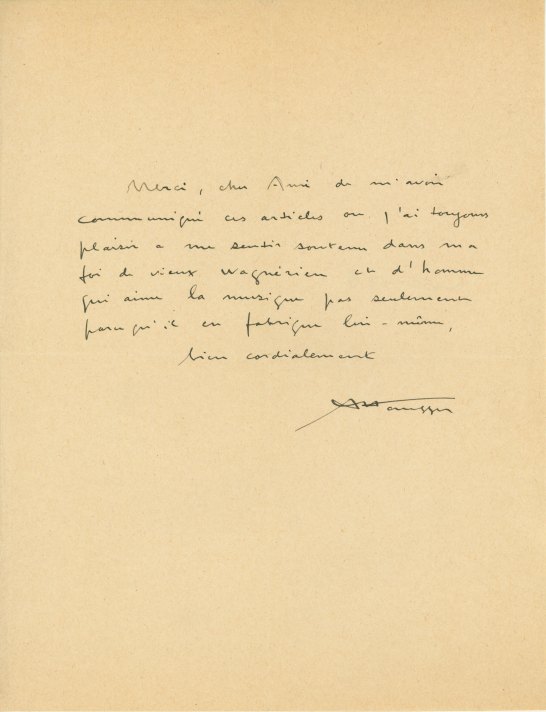 Honegger, Arthur - Autograph Letter Signed