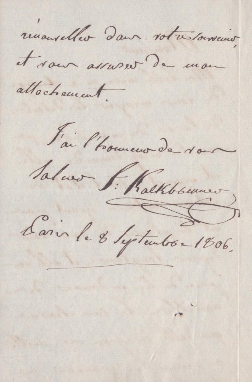 Kalkbrenner, Frédéric - Autograph Letter Signed