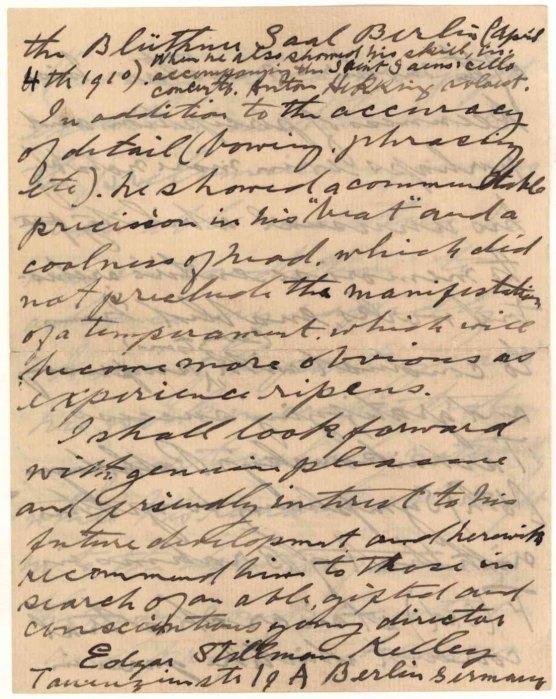 Kelley, Edgar Stillman - Autograph Letter Signed