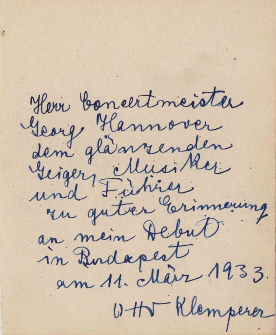Klemperer, Otto - Album Leaf Signed - (8068)