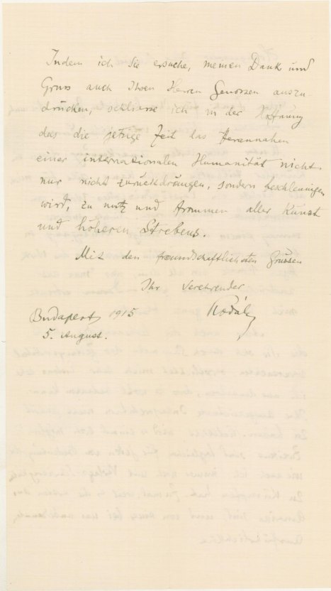 Kodály, Zoltán - Autograph Letter Signed