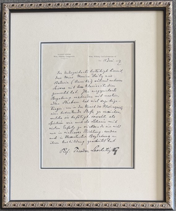 Leschetizky, Théodore - Autograph testimonial signed