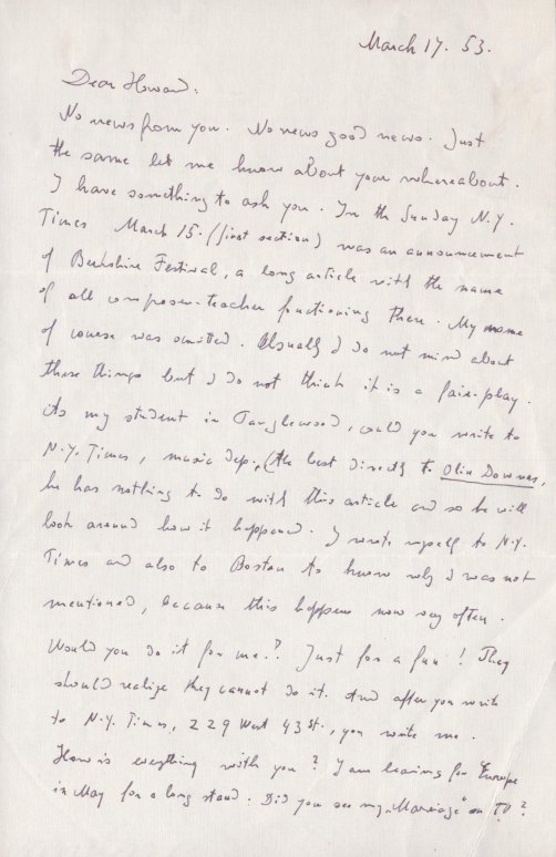 Martinu, Bohuslav - Autograph Letter Signed