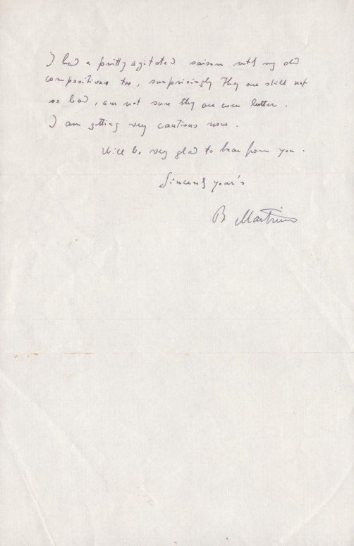 Martinu, Bohuslav - Autograph Letter Signed