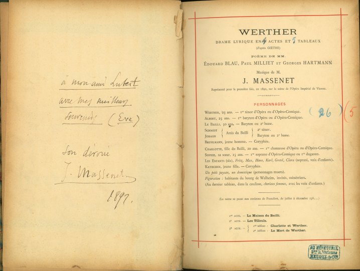 Massenet, Jules - Werther - Drame Lyrique en Quatre Actes et Cinq