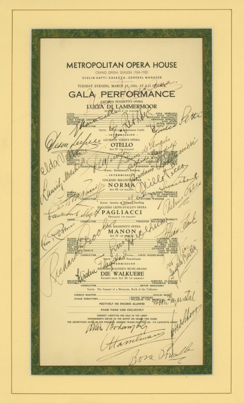 METROPOLITAN OPERA SIGNED 1935 PROGRAM OF GATTI-CASAZZA GALA - an