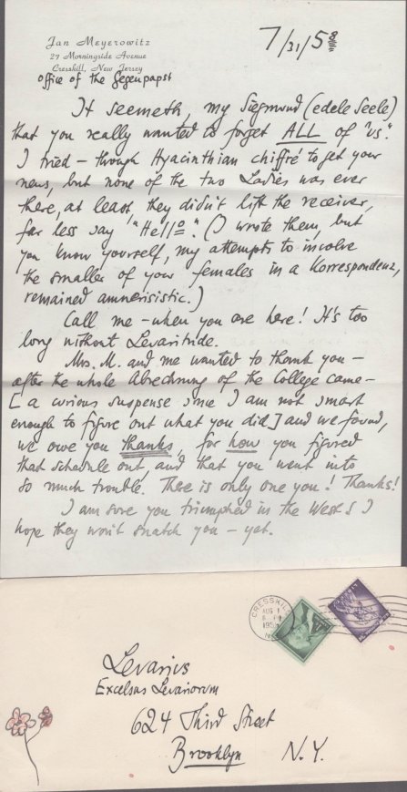 Meyerowitz, Jan - Four Autograph Letters Signed