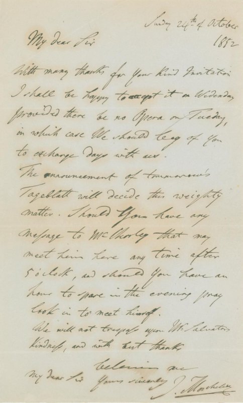 Moscheles, Ignaz - Autograph Letter Signed