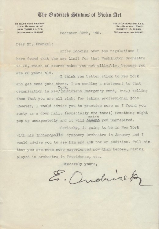 Ondricek, Emanuel - Typed Letter Signed