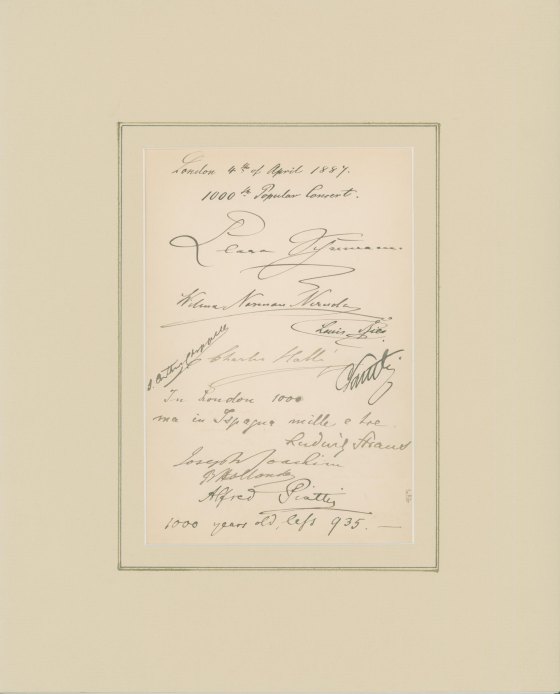 LONDON POPULAR CONCERTS, 1,000TH - SIGNED LEAF