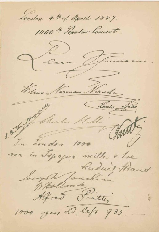 LONDON POPULAR CONCERTS, 1,000TH - SIGNED LEAF