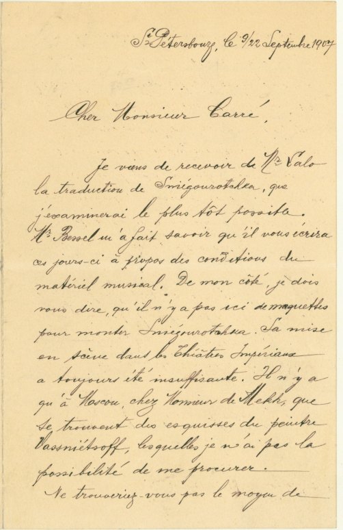 Rimsky-Korsakov, Nikolai - Secretarial Letter Signed