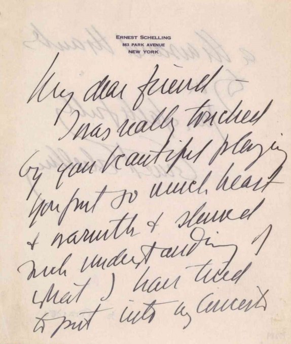 Schelling, Ernest - Autograph Letter Signed