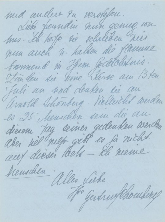 Schoenberg, Gertrud - Autograph Letter and Typed Letter Signed