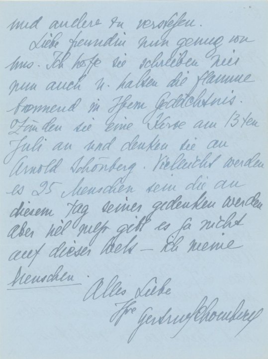 Schoenberg, Gertrud - Autograph Letter and Typed Letter Signed