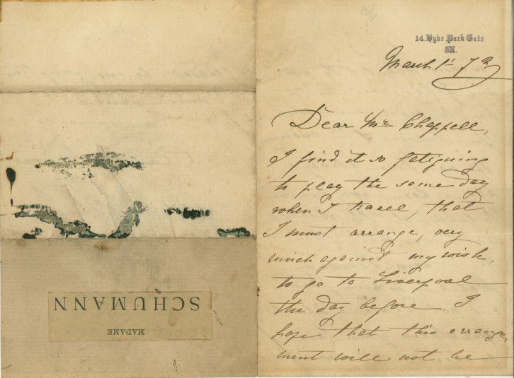 Schumann, Clara - Autograph Letter Signed