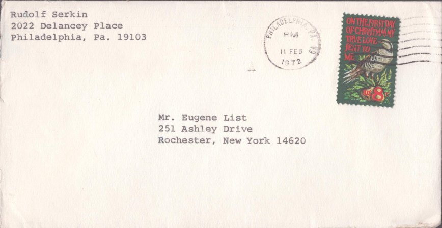 Serkin, Rudolf - Typed Letter Signed