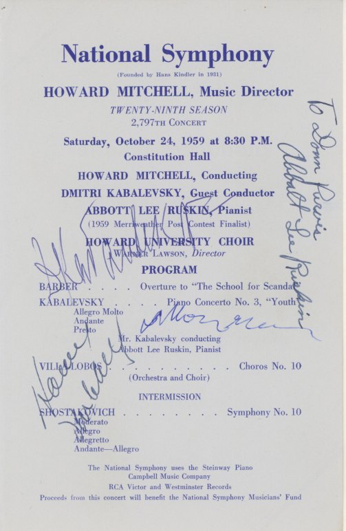 Shostakovich, Dmitri - Signed Concert Program. - (1887)