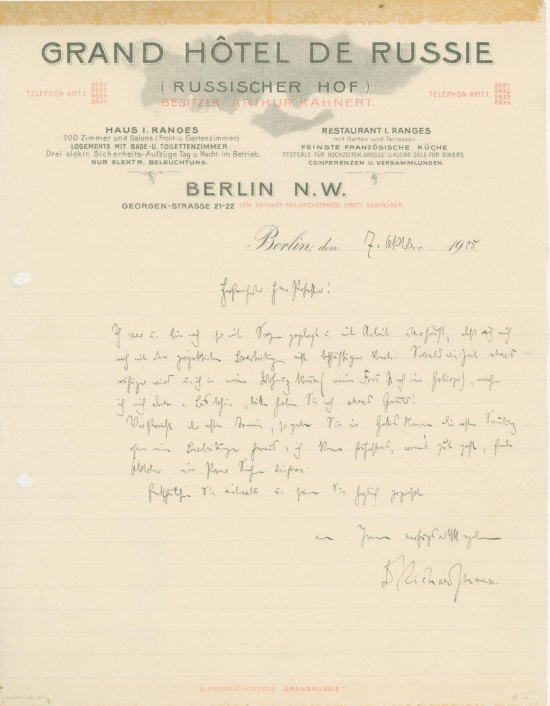 Strauss, Richard - Autograph Letter Signed