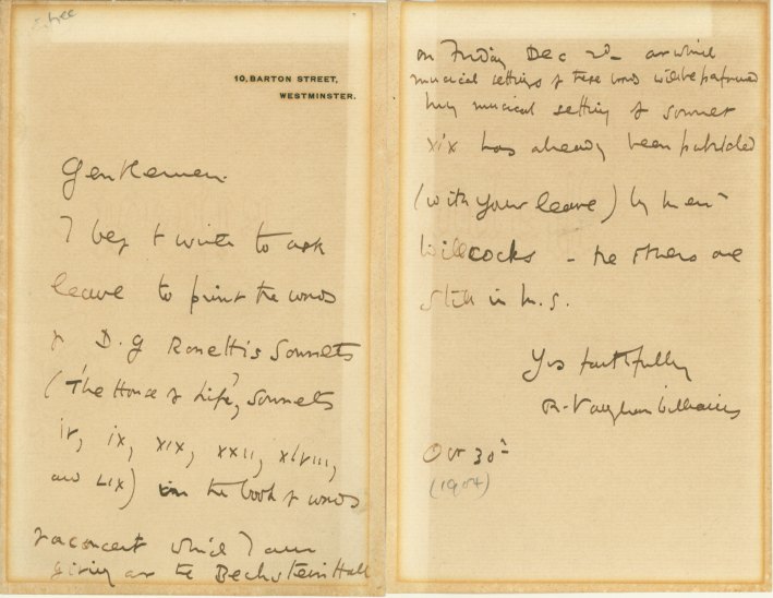 Vaughan Williams, Ralph - Autograph Letter Signed