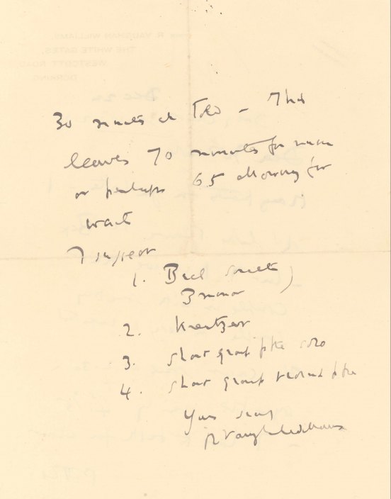 Vaughan Williams, Ralph - Autograph Letter Signed