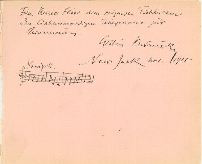 Bodanzky, Artur - autograph musical quotation from Königskinder Signed