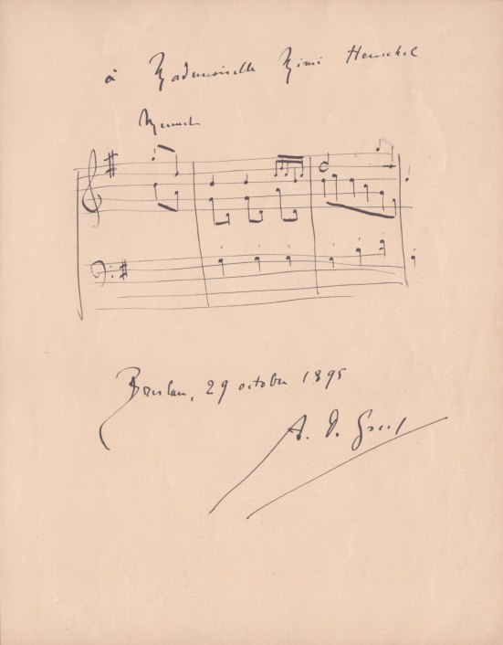 Greef, Arthur de - Autograph Musical Quotation Signed