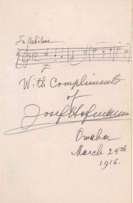 Hofmann, Josef - Autograph Musical Quotation Signed