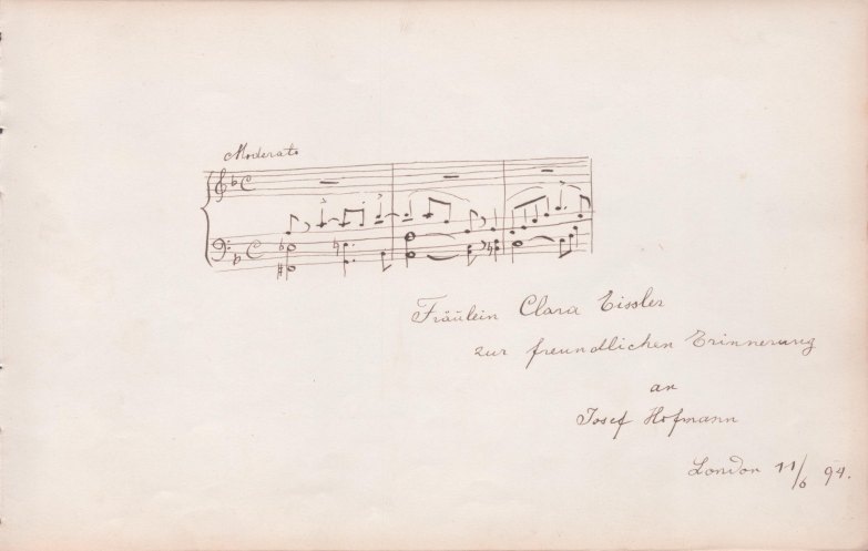 Hofmann, Josef - Autograph Musical Quotation Signed