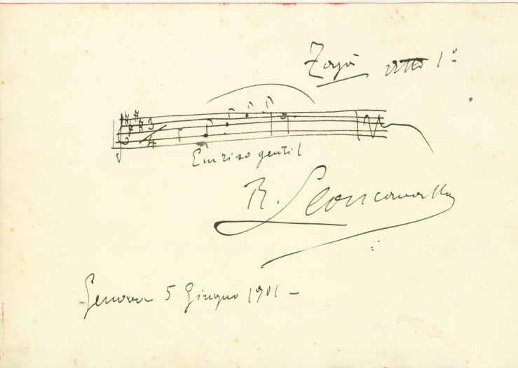 Leoncavallo, Ruggero - Autograph Musical Quotation Signed