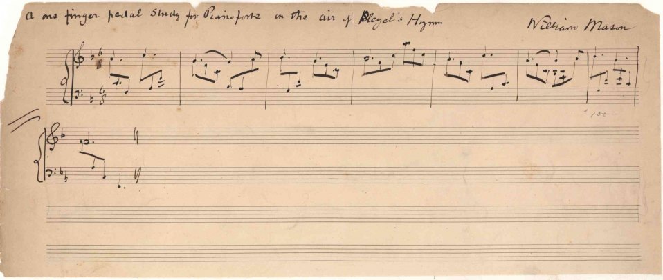 Mason, William - One-Finger Pedal Study on Pleyel's Hymn Signed