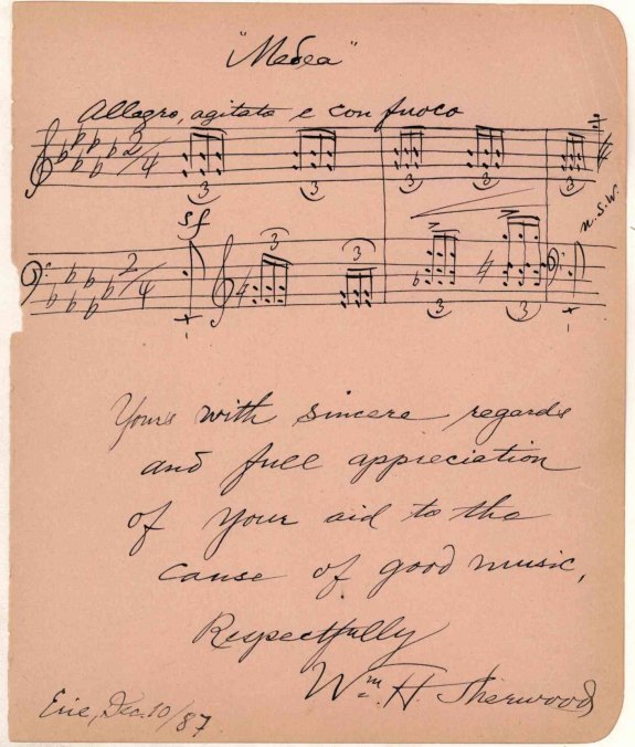 Sherwood, William H. - Autograph Musical Quotation Signed