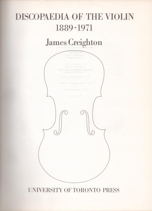 VIOLIN - COMPREHENSIVE DISCOGRAPHY - Creighton, James - Discopaedia of