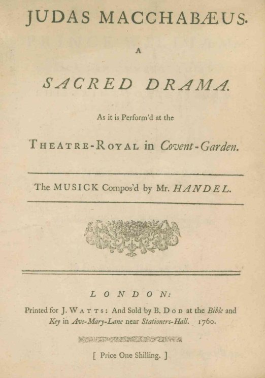 Handel, George Frideric - Judas Macchabæs. A Sacred Drama. As it is