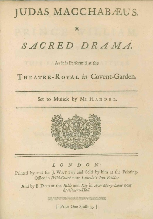 Handel, George Frideric - Judas Macchabæs. A Sacred Drama. As it is