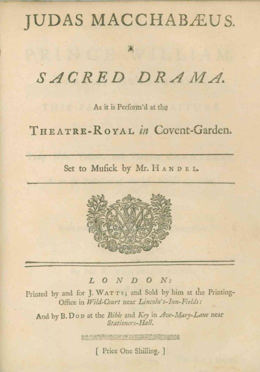 Handel, George Frideric - Judas Macchabæs. A Sacred Drama. As it is