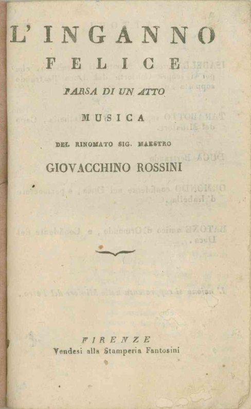 Rossini, Gioacchino - Three Early-Edition Librettos: <i>L'Inganno