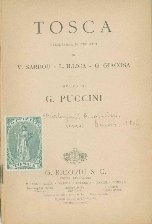 Puccini, Giacomo - Tosca. Melodramma in Tre Atti. [Libretto]