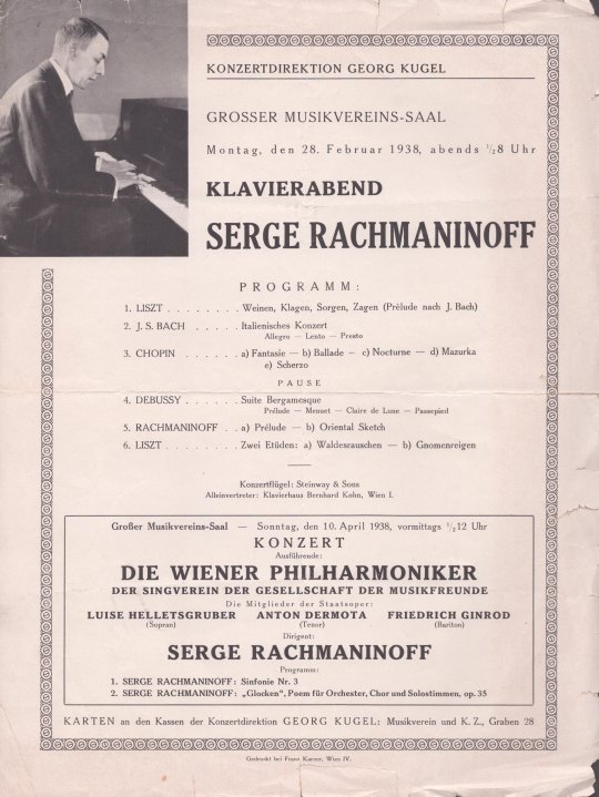 Rachmaninoff, Sergei - Concert Flyer.