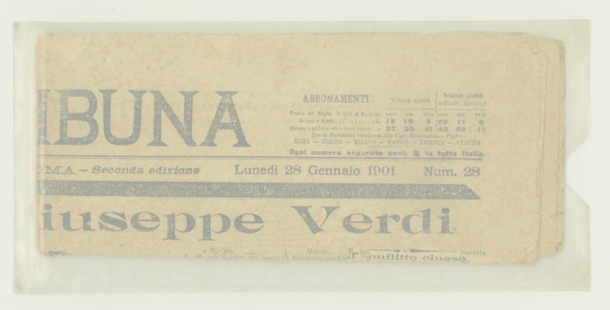 Verdi, Giuseppe - Italian Newspaper Announcing Verdi's Death.