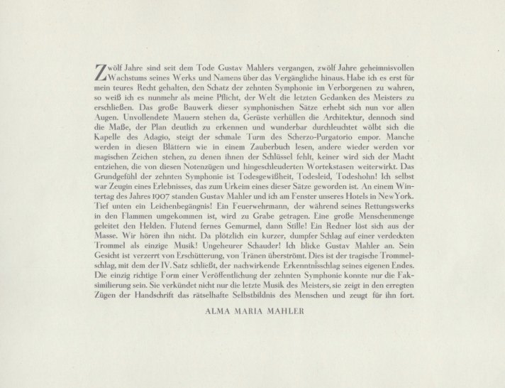 MAHLER-PAGES FROM 1924 FACSIMILE EDITION OF SYMPHONY NO. 10 - Mahler,