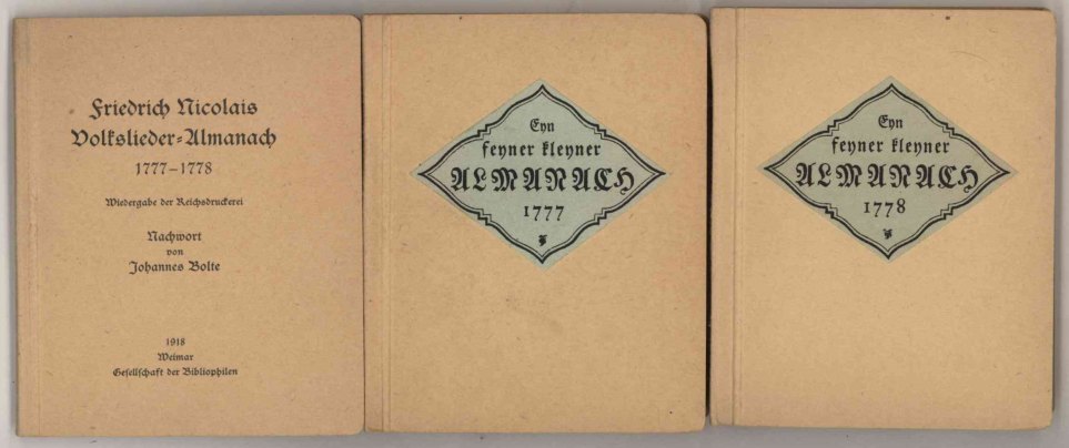 Nicolai, Friedrich - Friedrich Nicolais Volkslieder-Almanach.