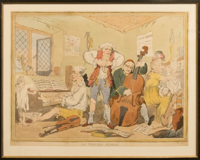 Rowlandson, Thomas - Hand-Colored Etching. "An Italian Family".